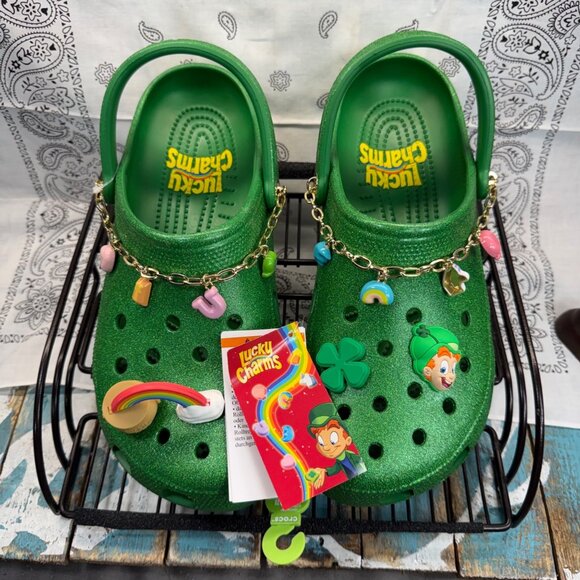 NEW Crocs Lucky Charms Green Men\'s Size 10 Clog with Rainbow & Charm Accents main image 8